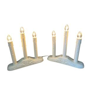2 Vintage Christmas 3 Light Candelabra Window Drip Candle Candolier Electric